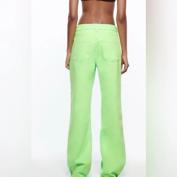 Zara The Boogie Pants Vibrant Green Wide Leg Pants - Picture 2 of 12